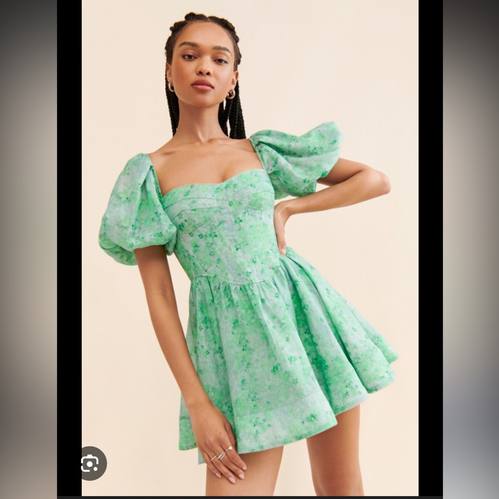 Bardot Kiah Corset Mini Dress in Green Floral